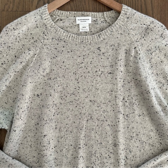 SOLD Club Monaco Sporty Donegal 100% Cashmere Crew Sweater Heather Grey Medium - Picture 4 of 9